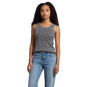 Cabi Style no 488| Tape Yarn Tank Top Oreo Textured‎ Knit Sleeveless Size XS